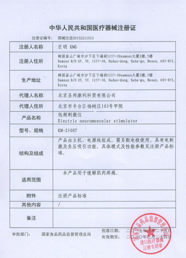China KM-2500T Certificate